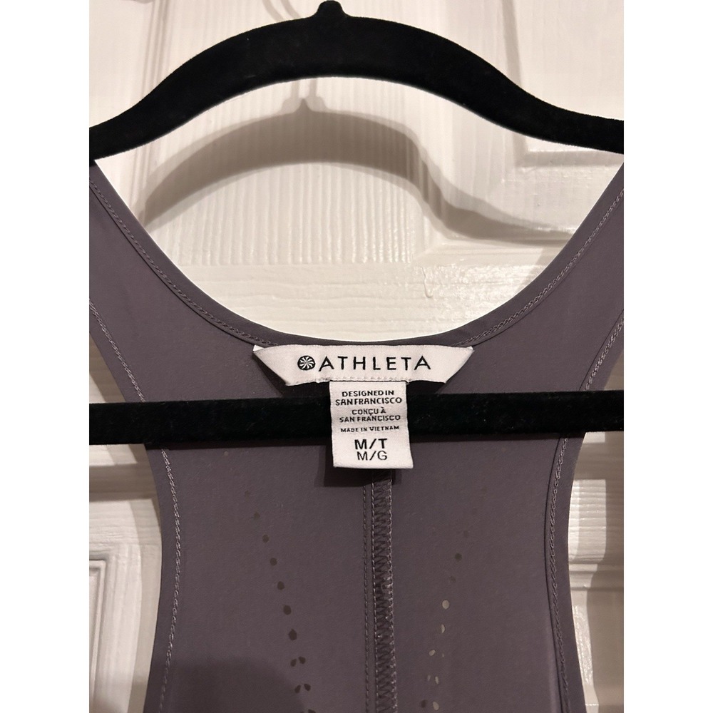 Athleta Presidio Laser Cut Dress Medium Asymmetric Maxi Racer Back Athleisure - Picture 2 of 11